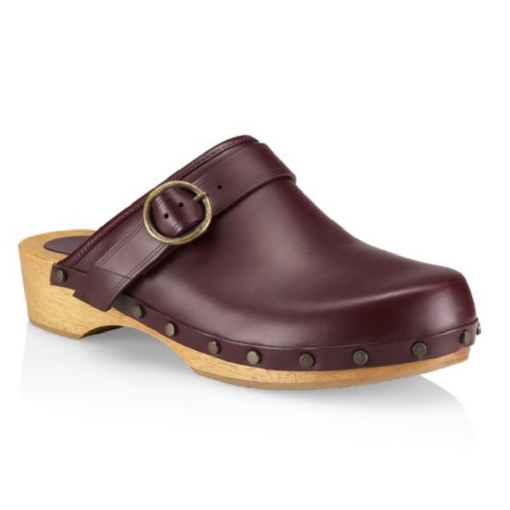 ISABEL MARANT Thalie Leather Burgundy Clogs Size 36